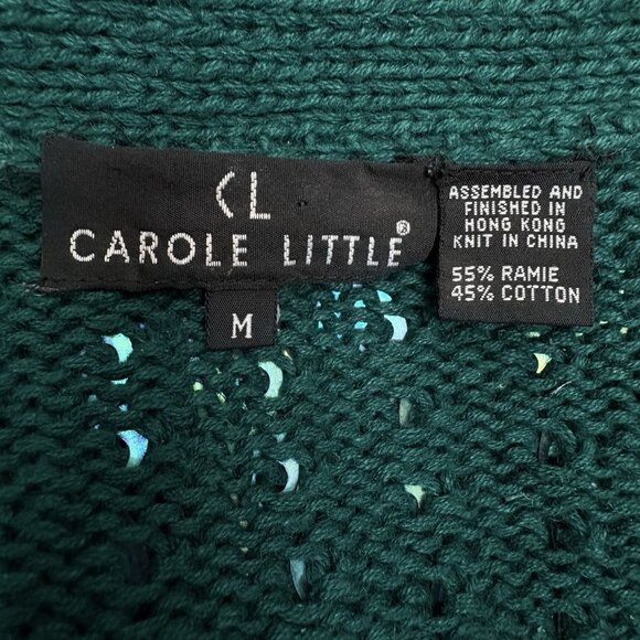 VTG 80s Christmas Party Sequins Festive Green Knit Cardigan Women’s M WICKED - Picture 11 of 12